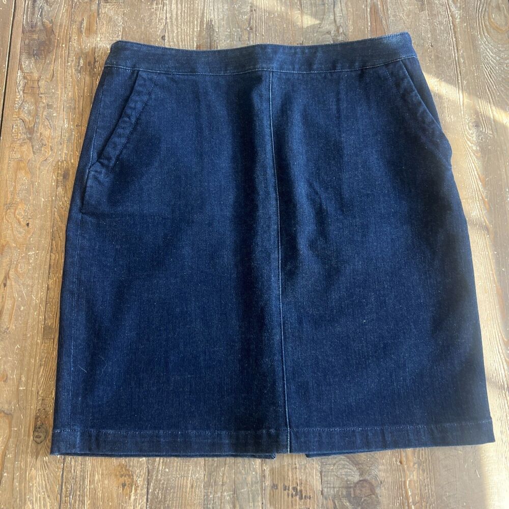 Banana Republic Women’s Classic Dark Wash Pencil Denim Jean Skirt Pockets Sz 14